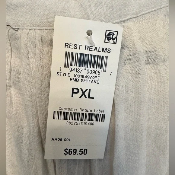 Style & Co. White Blouse with Blue Embroidery - Picture 9 of 10